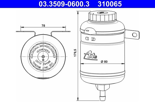ATE 03.3509-0600.3 Fluid Reservoir, brake fluid