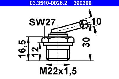 Adapter, brake line ATE 03.3510-0026.2