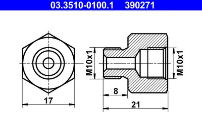 Adapter, brake line ATE 03.3510-0100.1