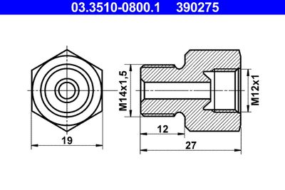 Adapter, brake line ATE 03.3510-0800.1