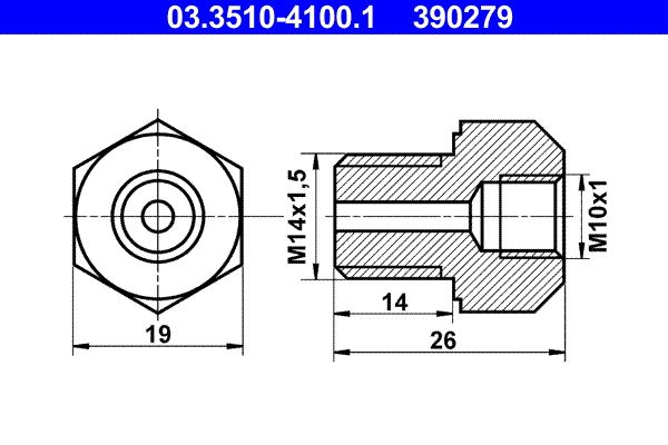 ATE 03.3510-4100.1 Adapter, brake line