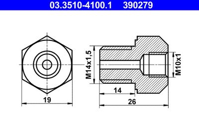 Adapter, brake line ATE 03.3510-4100.1