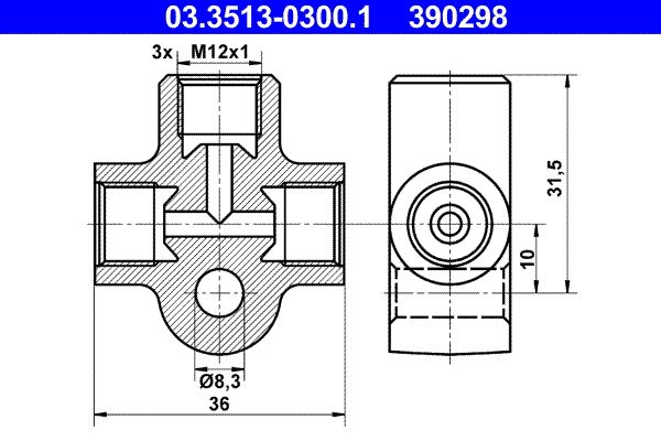 ATE 03.3513-0300.1 Connector, pipes
