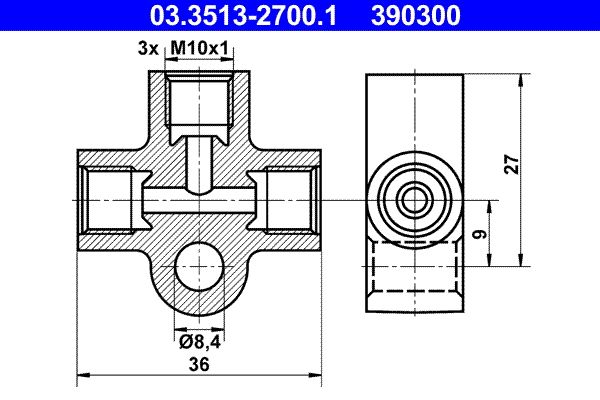 ATE 03.3513-2700.1 Connector, pipes