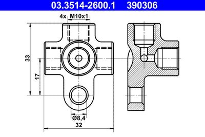 Connector, pipes ATE 03.3514-2600.1