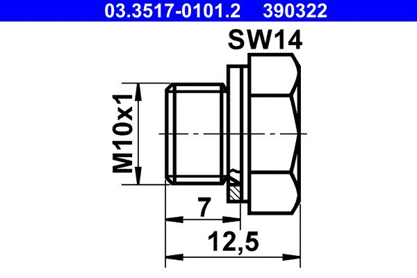 ATE 03.3517-0101.2 Screw Plug, brake master cylinder