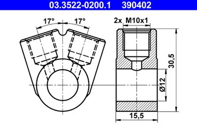 Banjo Fitting, pipe ATE 03.3522-0200.1
