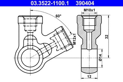 Banjo Fitting, pipe ATE 03.3522-1100.1