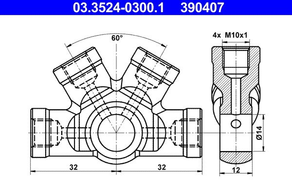 ATE 03.3524-0300.1 Banjo Fitting, pipe