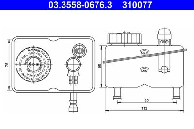 Fluid Reservoir, brake fluid ATE 03.3558-0676.3