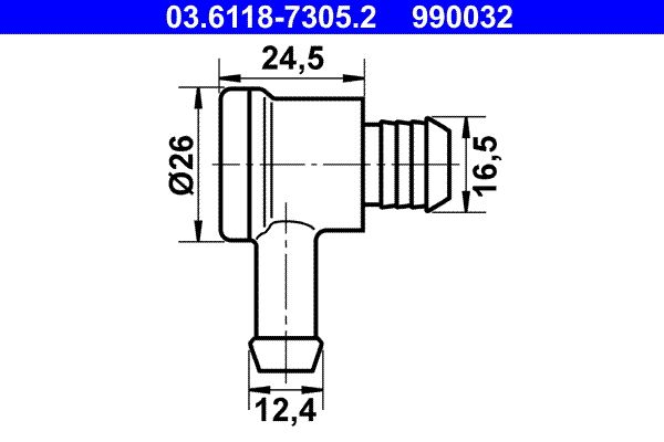 ATE 03.6118-7305.2 Connection Piece, vacuum hose