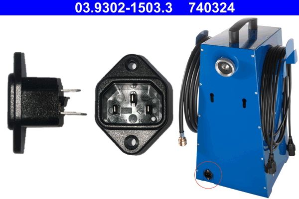 ATE 03.9302-1503.3 Non-Heat. Appliance Socket, fill/bleeding unit (brake hydr.)