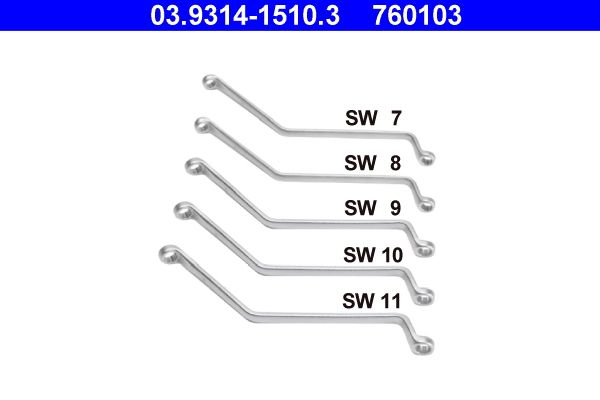 ATE 03.9314-1510.3 Spanner Set, ring/open ended