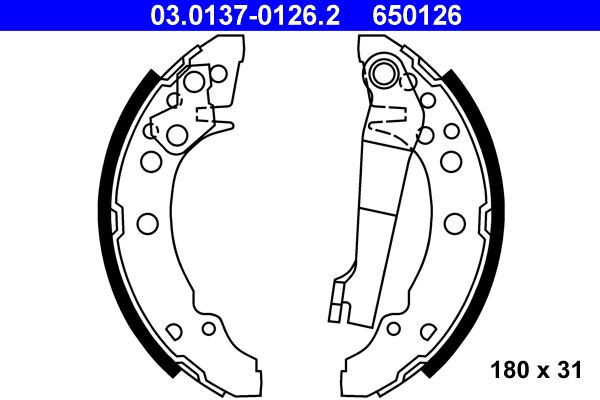 ATE 03.0137-0126.2 Brake Shoe Set