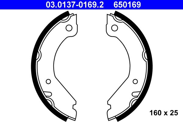ATE 03.0137-0169.2 Brake Shoe Set, parking brake