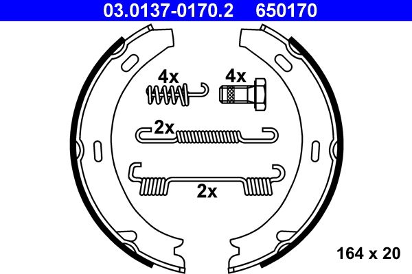 ATE 03.0137-0170.2 Brake Shoe Set, parking brake