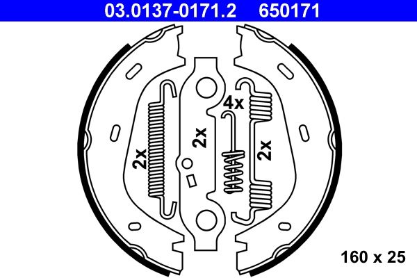 ATE 03.0137-0171.2 Brake Shoe Set, parking brake