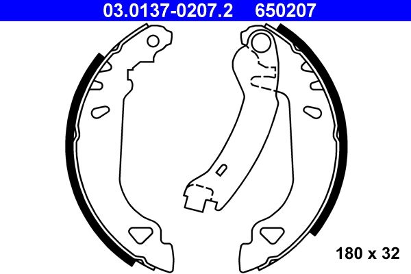 ATE 03.0137-0207.2 Brake Shoe Set