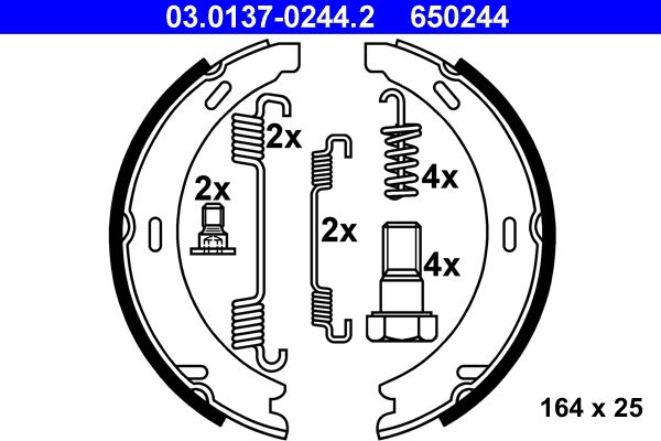ATE 03.0137-0244.2 Brake Shoe Set, parking brake