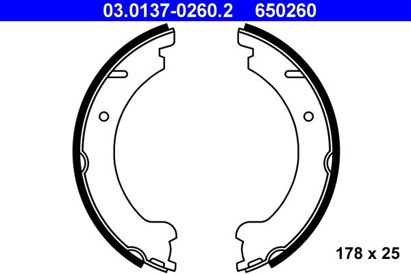 ATE 03.0137-0260.2 Brake Shoe Set, parking brake