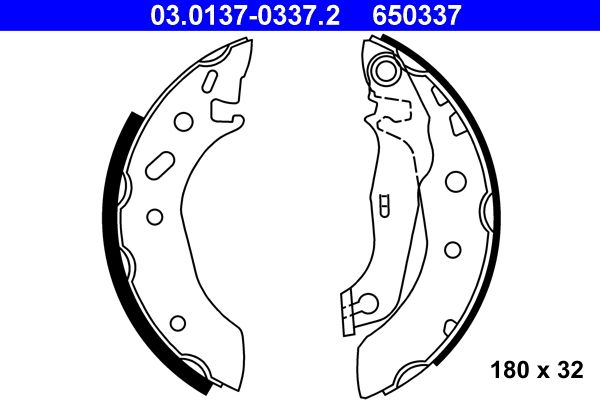 ATE 03.0137-0337.2 Brake Shoe Set