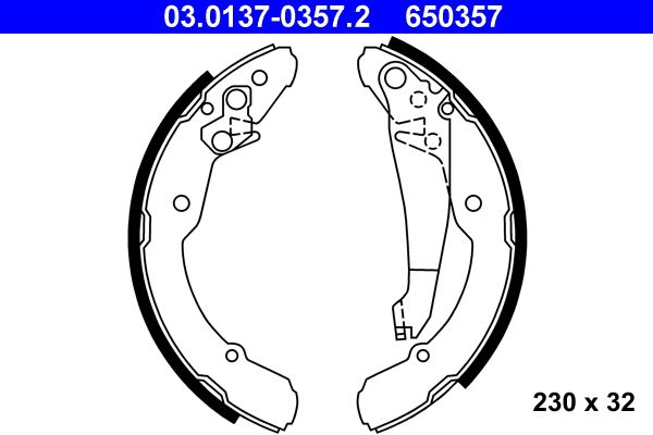 ATE 03.0137-0357.2 Brake Shoe Set
