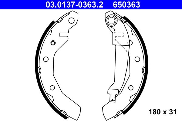 ATE 03.0137-0363.2 Brake Shoe Set