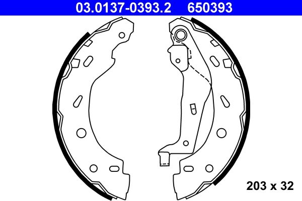 ATE 03.0137-0393.2 Brake Shoe Set
