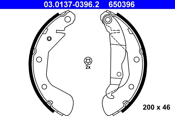 ATE 03.0137-0396.2 Brake Shoe Set