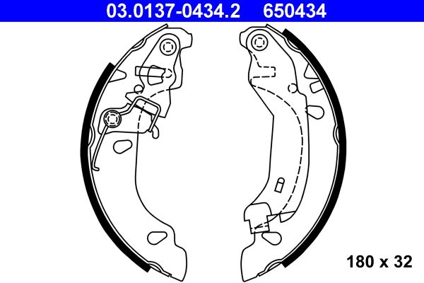 ATE 03.0137-0434.2 Brake Shoe Set