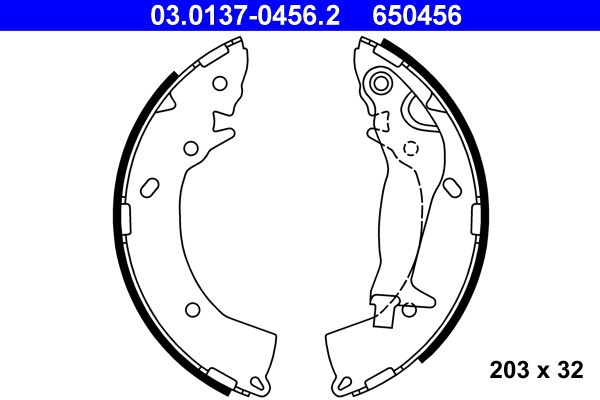 ATE 03.0137-0456.2 Brake Shoe Set