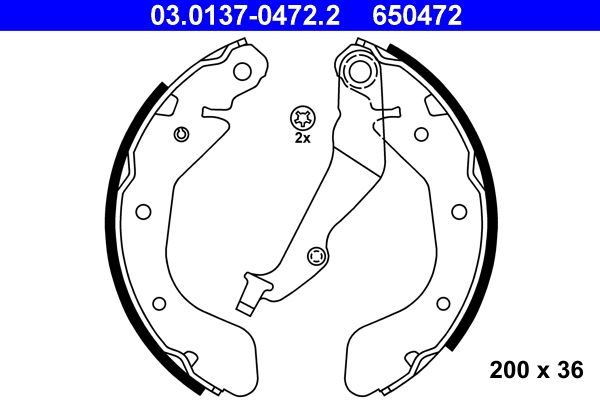 ATE 03.0137-0472.2 Brake Shoe Set