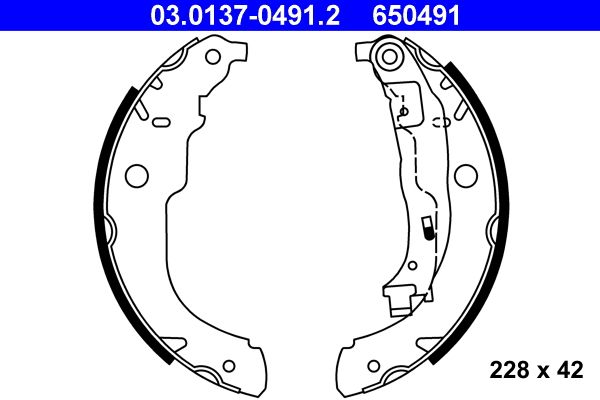 ATE 03.0137-0491.2 Brake Shoe Set
