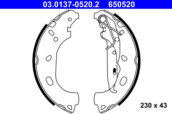 ATE 03.0137-0520.2 Brake Shoe Set