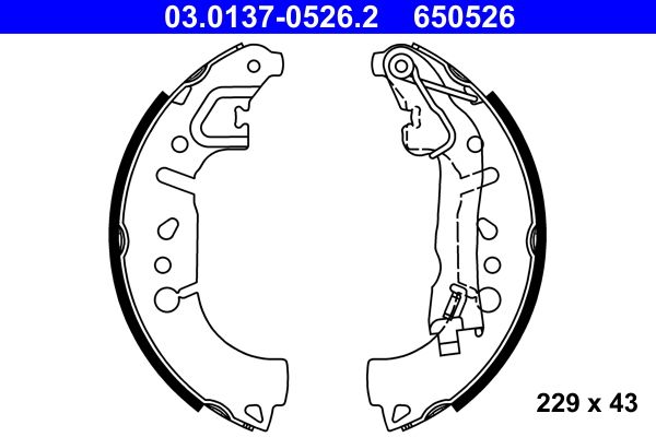 ATE 03.0137-0526.2 Brake Shoe Set