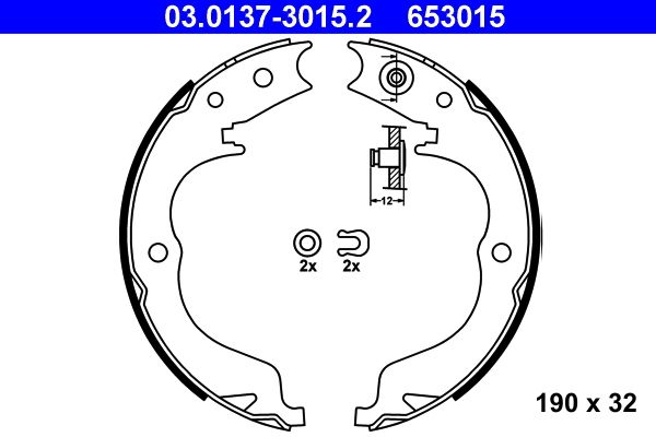 ATE 03.0137-3015.2 Brake Shoe Set, parking brake