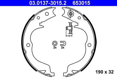 Brake Shoe Set, parking brake ATE 03.0137-3015.2