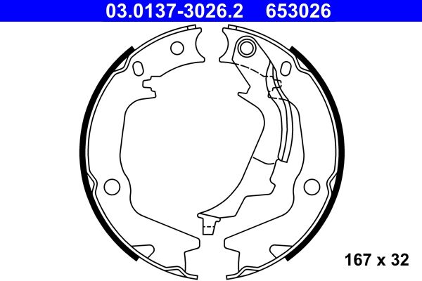 ATE 03.0137-3026.2 Brake Shoe Set, parking brake