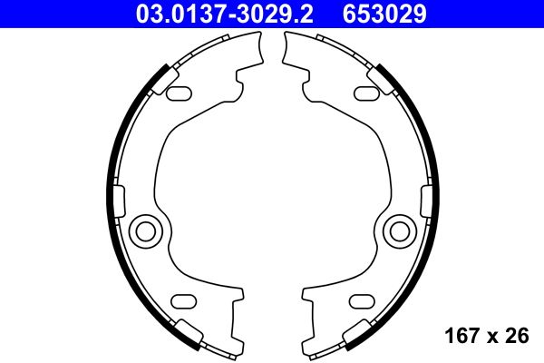 ATE 03.0137-3029.2 Brake Shoe Set, parking brake