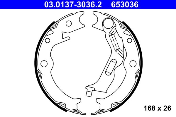 ATE 03.0137-3036.2 Brake Shoe Set, parking brake