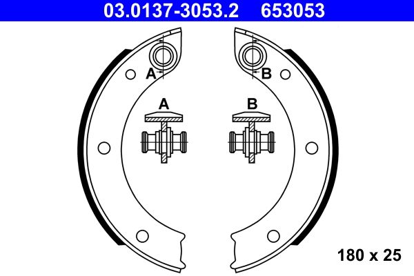 ATE 03.0137-3053.2 Brake Shoe Set, parking brake
