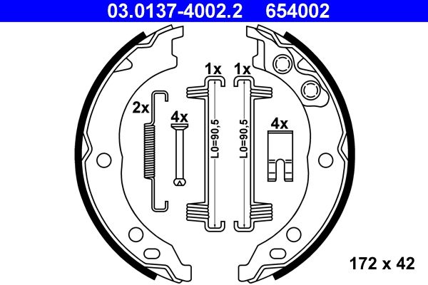 ATE 03.0137-4002.2 Brake Shoe Set, parking brake