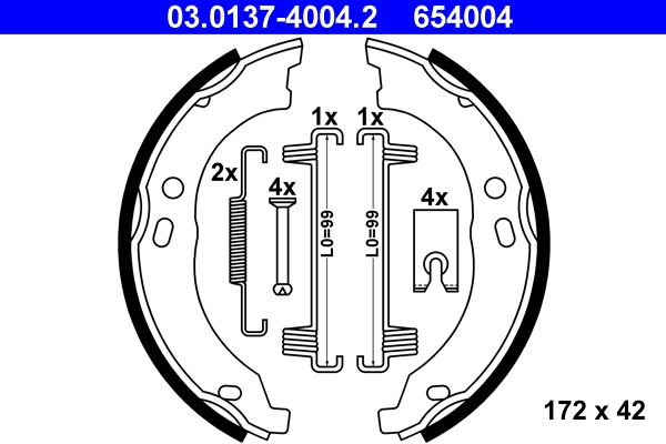 ATE 03.0137-4004.2 Brake Shoe Set, parking brake