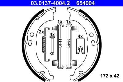 Brake Shoe Set, parking brake ATE 03.0137-4004.2