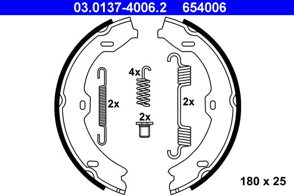 ATE 03.0137-4006.2 Brake Shoe Set, parking brake