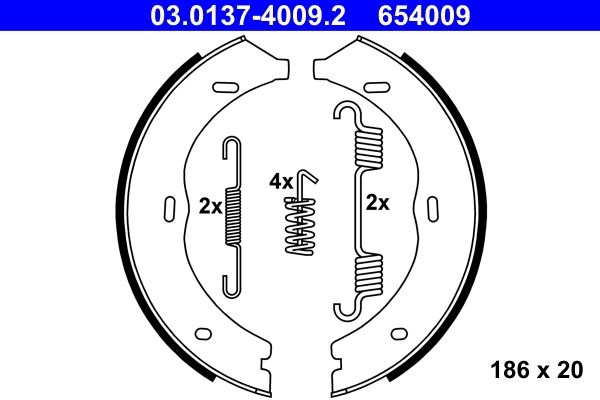 ATE 03.0137-4009.2 Brake Shoe Set, parking brake