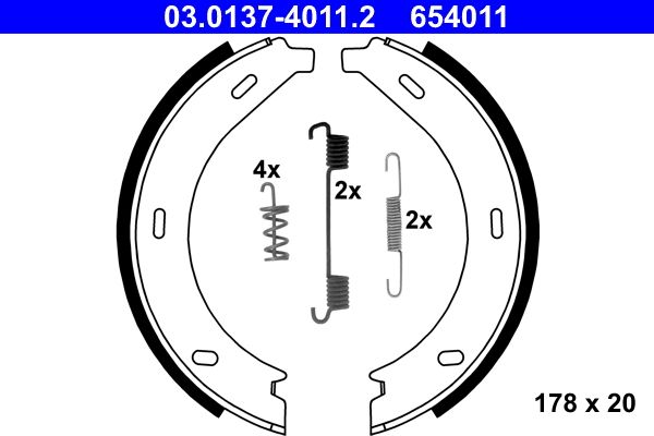 ATE 03.0137-4011.2 Brake Shoe Set, parking brake