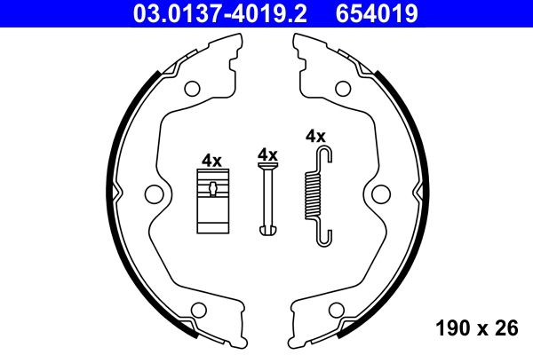 ATE 03.0137-4019.2 Brake Shoe Set, parking brake