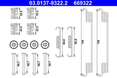 Accessory Kit, brake shoes ATE 03.0137-9322.2