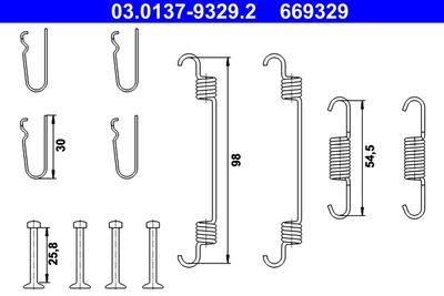 Accessory Kit, parking brake shoes ATE 03.0137-9329.2